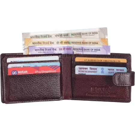 Upper Buttun Mini Wallet Card Holder NDM Brown